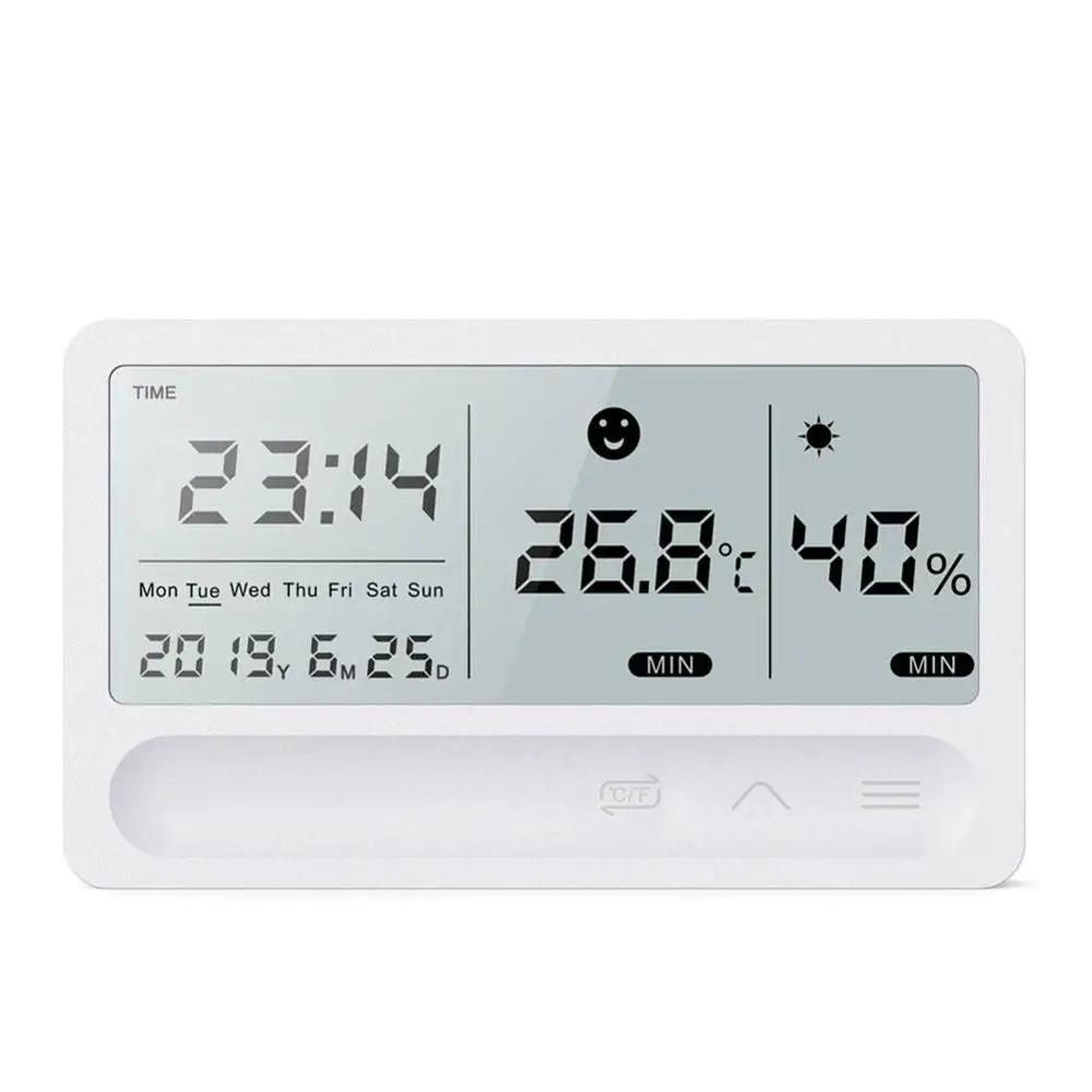 LCD Digital Thermometer Touch Screen Digital Hygrometer Alarm Clock Temperature Instrument Weather Station Thermomet